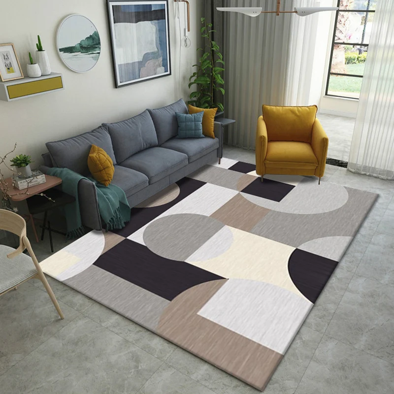 Moderner geometrischer 3D-Druck-Teppich, mehrfarbiger Polyester-Teppich, rutschfeste Rückseite, schmutzabweisender, waschb...
