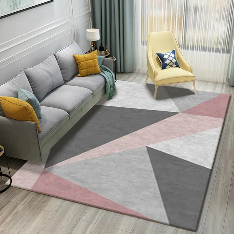 Moderner geometrischer 3D-Druck-Teppich, mehrfarbiger Polyester-Teppich, rutschfeste Rückseite, schmutzabweisender, waschb...