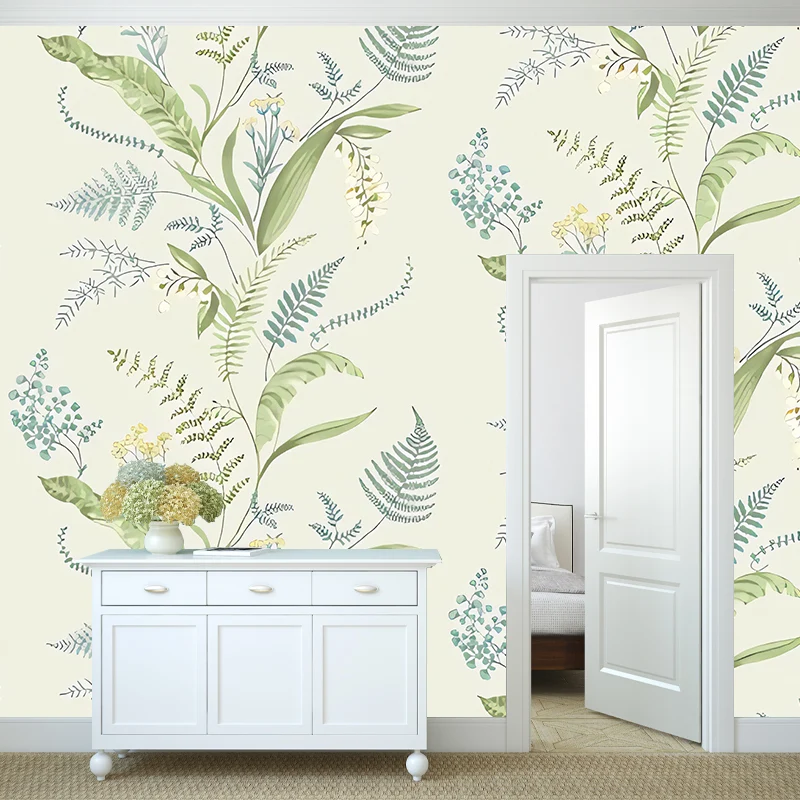 Moderner Pflanzen-Wandaufkleber pastellgrüner Gästezimmer-Wandverkleidung, maßgeschneidert Clearhalo