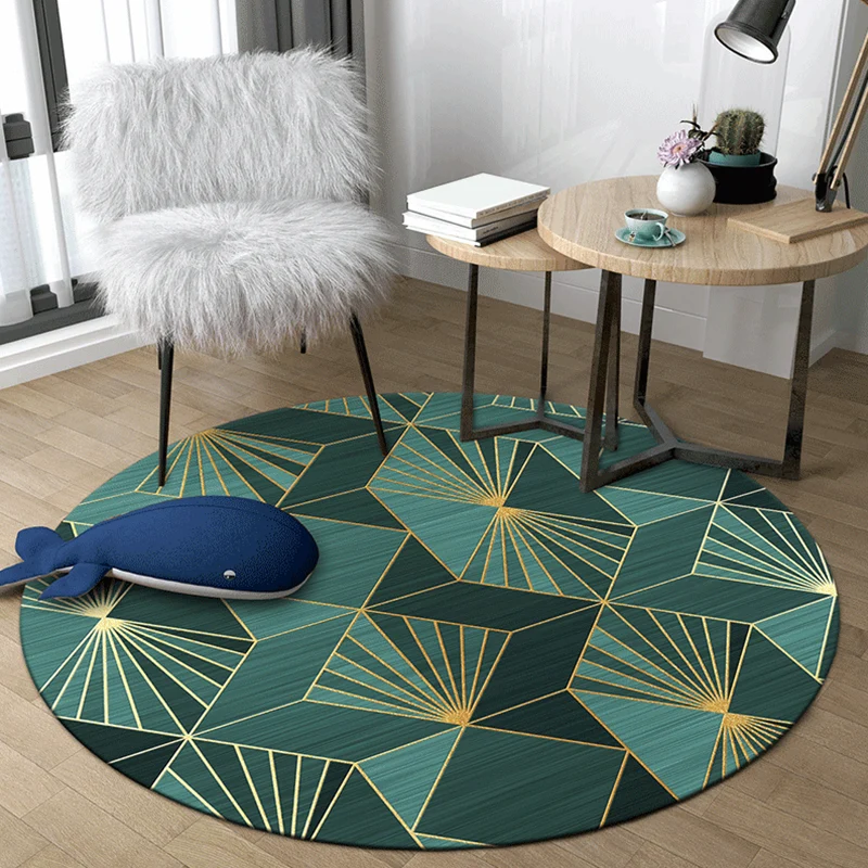 Moderner Teppich mit abstrakter Geometrie, mehrfarbiger Polyester-Teppich, pflegeleichter, rutschfester Teppich für das Wo...