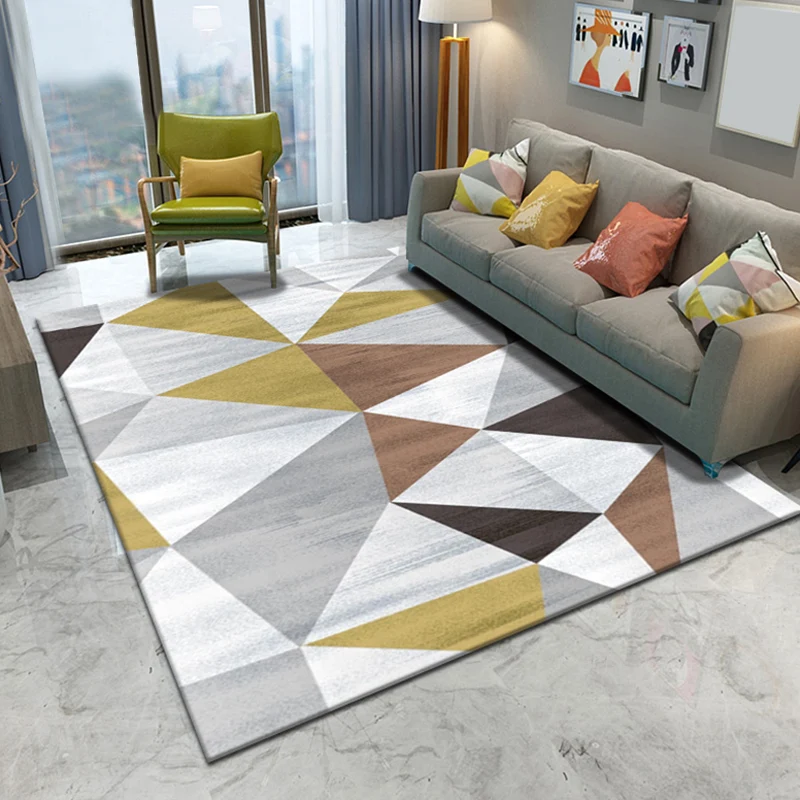 Moderner Teppich mit Dreiecksmuster, mehrfarbiger Polyester-Teppich, haustierfreundlicher Innenteppich für Wohnzimmer Clea...