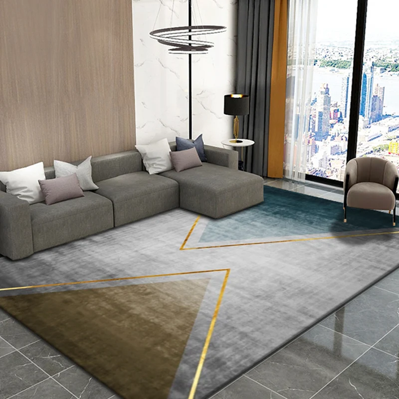 Moderner Teppich mit Dreiecksmuster, mehrfarbiger Polyester-Teppich, haustierfreundlicher Innenteppich für Wohnzimmer Clea...