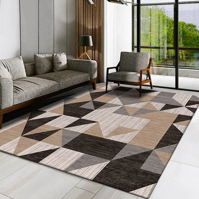 Moderner Teppich mit Dreiecksmuster, mehrfarbiger Polyester-Teppich, haustierfreundlicher Innenteppich für Wohnzimmer Clea...