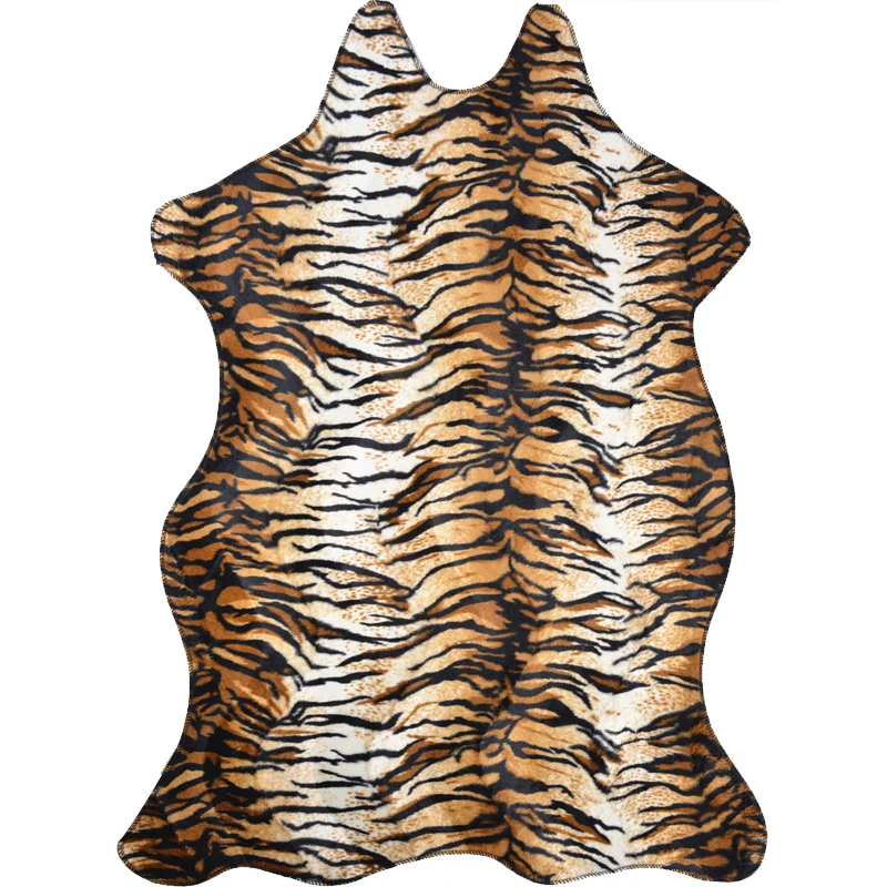 Moderner Teppich mit Tiger-Streifenmuster, brauner Polyester-Teppich, rutschfester, haustierfreundlicher, waschbarer Teppi...