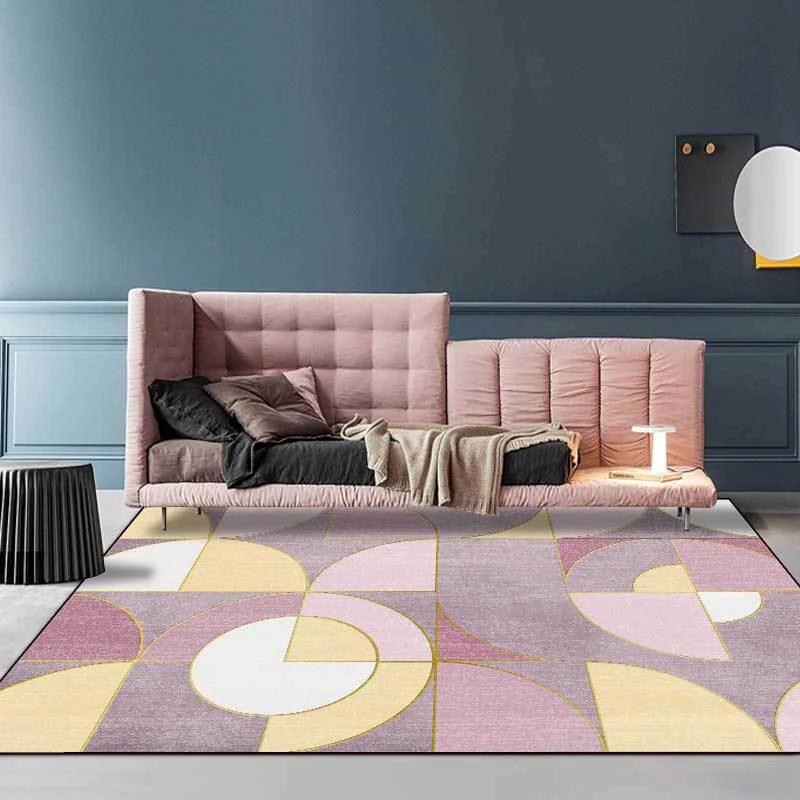 Moderner Teppich Rosa und Lila, Polyester-Farbblock-Teppich, maschinenwaschbarer, rutschfester Teppich für das Wohnzimmer...