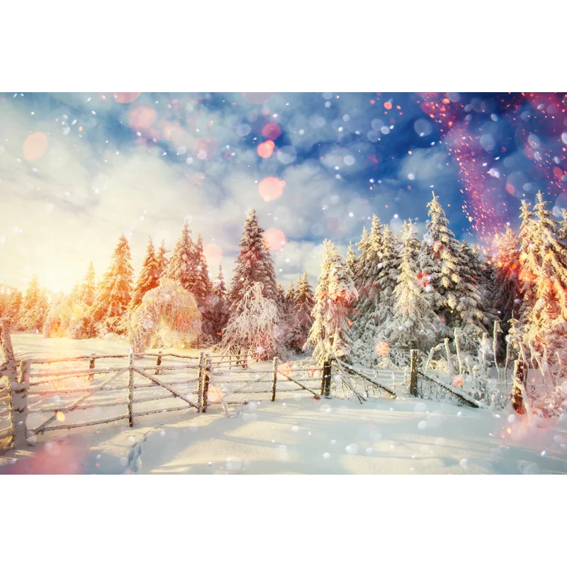 Moderner Wandaufkleber voller Größe, braune Schneeszene mit Morgensonnenlicht-Wandverkleidung, maßgeschneidert Clearhalo