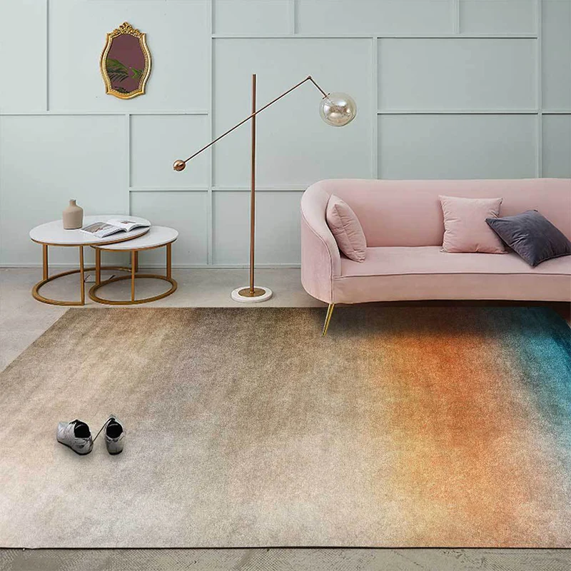 Moderner Wohnzimmerteppich Braun mit abstraktem Ombre-Muster, waschbarer Polyesterteppich Clearhalo