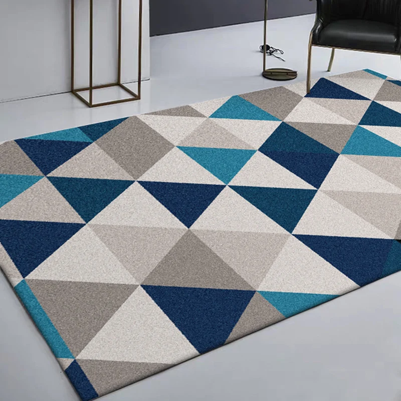 Moderner Wohnzimmerteppich, farbenfroher Teppich mit geometrischem Dreiecksmuster, schmutzabweisender Polyesterteppich Cle...