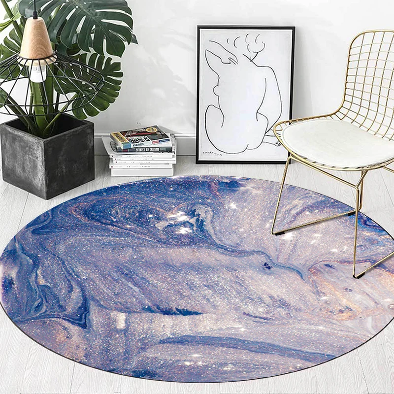 Moderner Wohnzimmerteppich Lila mit abstraktem Meerwasser-Aufdruck, waschbarer, schmutzabweisender Polyester-Teppich Clear...