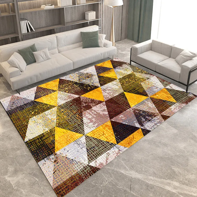 Moderner Wohnzimmerteppich, mehrfarbiger Teppich mit geometrischem Druck, Polyester-Teppich mit rutschfester Rückseite Cle...