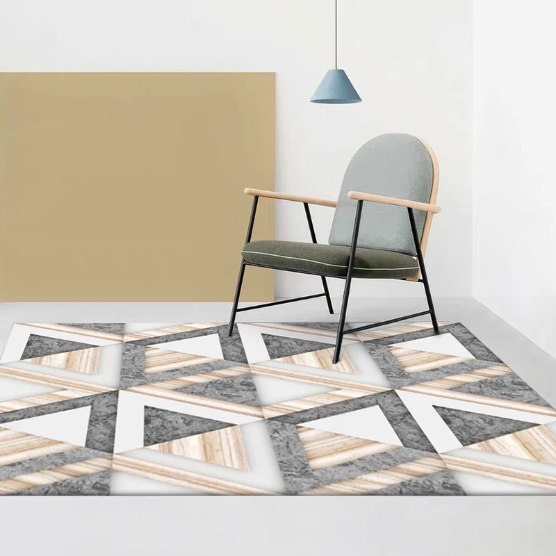 Moderner Wohnzimmerteppich, mehrfarbiger Teppich mit geometrischem Marmordruck, Polyester-Teppich mit rutschfester Rücksei...