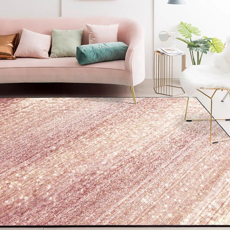 Moderner Wohnzimmerteppich Pink mit Glaming-Streifendruck, rutschfester, maschinenwaschbarer Teppich aus Polyester Clearhalo