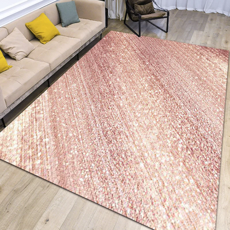 Moderner Wohnzimmerteppich Pink mit Glaming-Streifendruck, rutschfester, maschinenwaschbarer Teppich aus Polyester Clearhalo