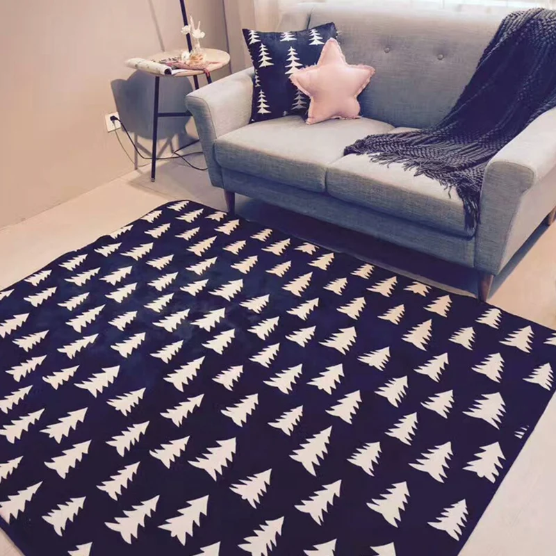 Moderner Wohnzimmerteppich Schwarz und Grau mit geometrischem Diamant-Dreieck-Aufdruck, rutschfester Polyester-Teppich Cle...