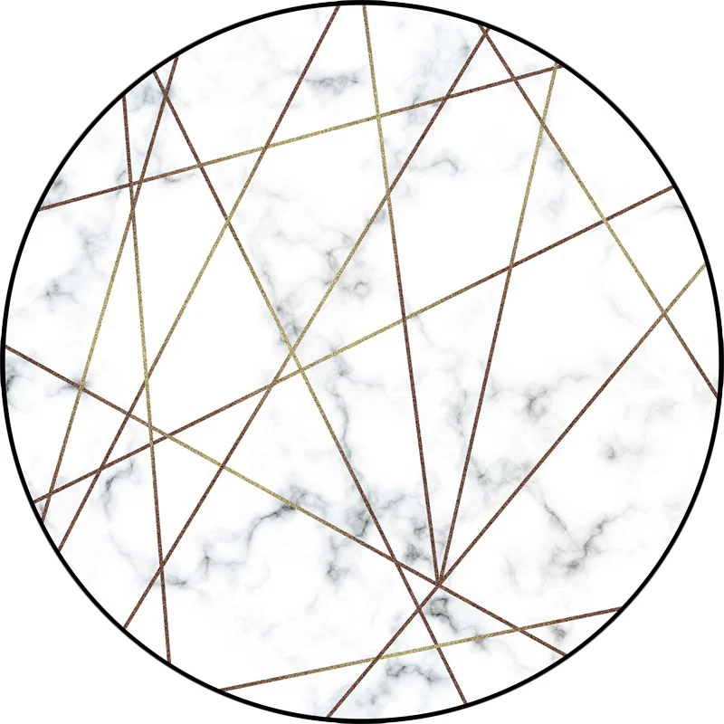 Moderner Wohnzimmerteppich weißem, geometrischem Marmor-Linien-Druck, maschinenwaschbarer Polyester-Teppich Clearhalo