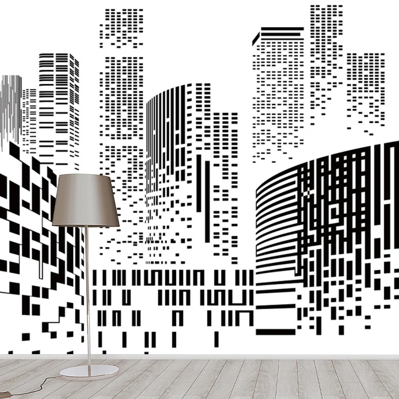 Modernes Stadt-Wandbild für Bürozimmer, personalisierte Wanddekoration Schwarz und Weiß Clearhalo