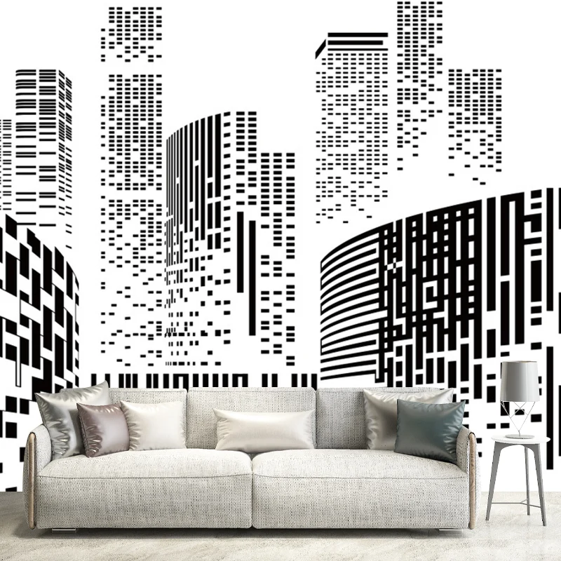 Modernes Stadt-Wandbild für Bürozimmer, personalisierte Wanddekoration Schwarz und Weiß Clearhalo