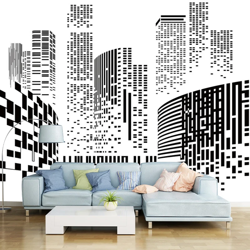 Modernes Stadt-Wandbild für Bürozimmer, personalisierte Wanddekoration Schwarz und Weiß Clearhalo