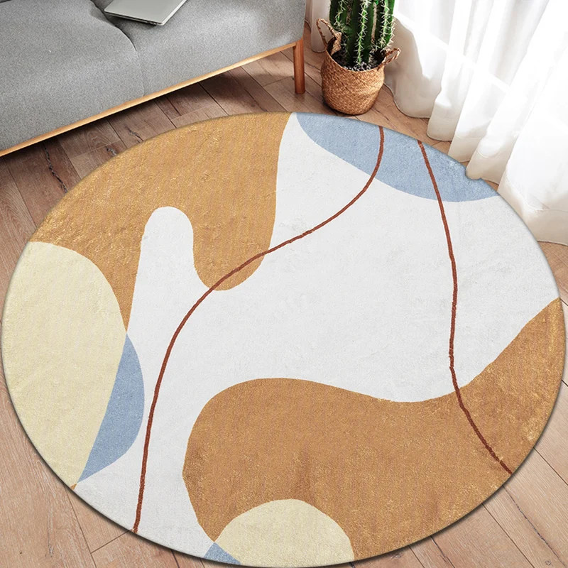 Modernistischer Colorblock-Teppich, brauner Polyester-Teppich, rutschfest, haustierfreundlich, waschbar, Teppich für Wohnz...