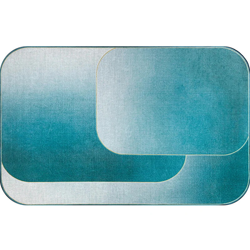 Modernistischer Teppich mit Ombre-Muster, blauer Polyester-Teppich, rutschfest, haustierfreundlich, waschbar, Teppich für...