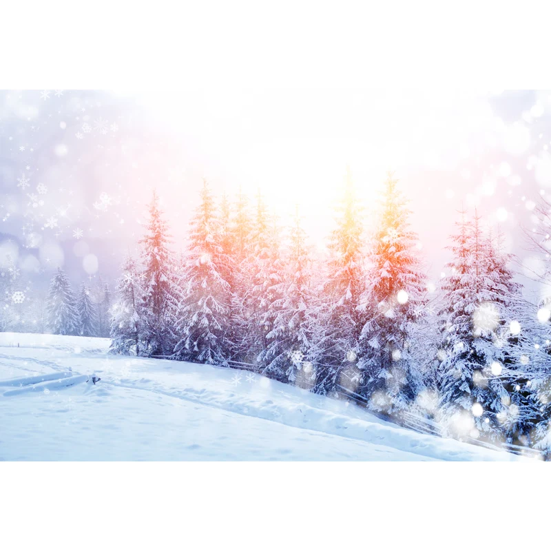 Modernistisches Sonnenlicht-Schnee-Zypressen-Wandbild für Wohnzimmer, individuelle Wanddekoration Rosa Clearhalo