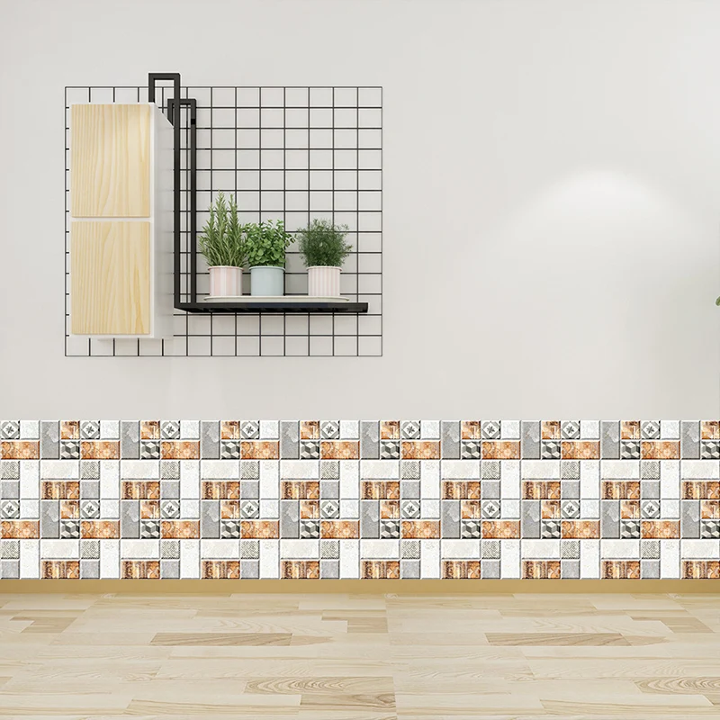 Mosaikfliesen-Tapetenpaneel-Set, Pick-Up-Sticks, Vintage-Küchen-Wanddekoration, 7,8 m² (18 Stück) Clearhalo