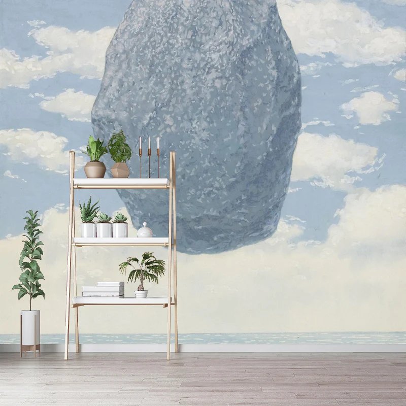 Moving Rock Castle Wandgemälde, surrealistische, schmutzabweisende Wohnzimmer-Wandverkleidung, maßgeschneidert Clearhalo