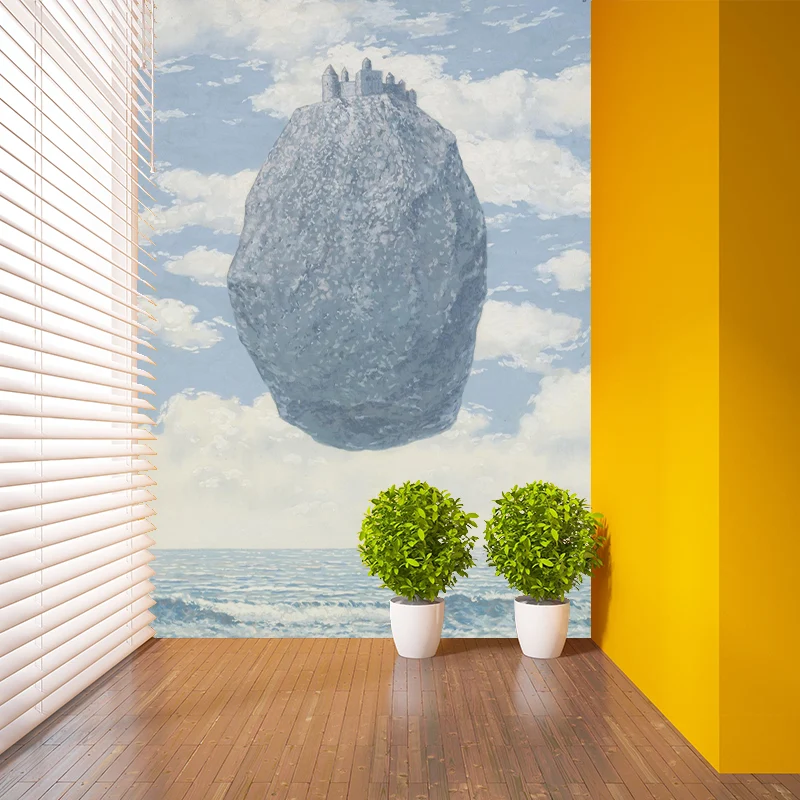 Moving Rock Castle Wandgemälde, surrealistische, schmutzabweisende Wohnzimmer-Wandverkleidung, maßgeschneidert Clearhalo