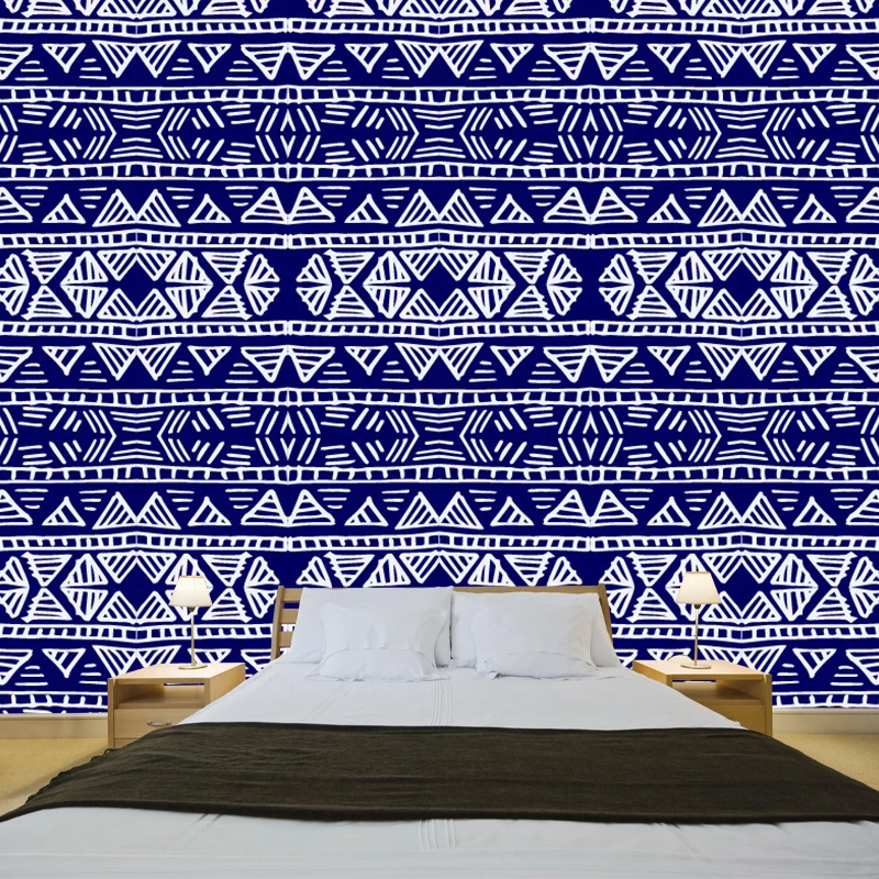 Nahtloser floraler Wandaufkleber, lila Wandverkleidung im böhmischen Stil für das Wohnzimmer Clearhalo