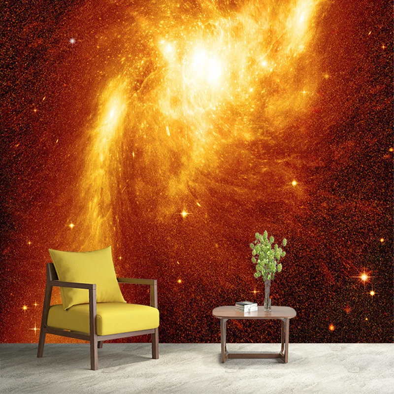 Neuartige Universum-Nebel-Wandbilder, orange-gelbe, schmutzabweisende Wandkunst für den Flur Clearhalo