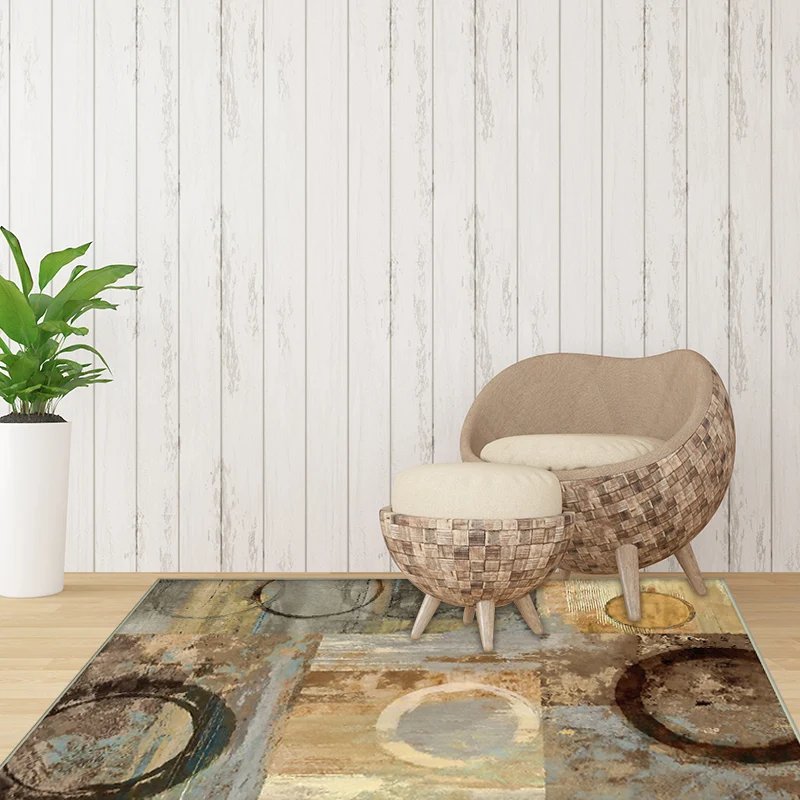 Neuartiger abstrakter Teppich, hellbrauner Polyester-Teppich, maschinenwaschbarer, rutschfester Teppich für Schlafzimmer C...