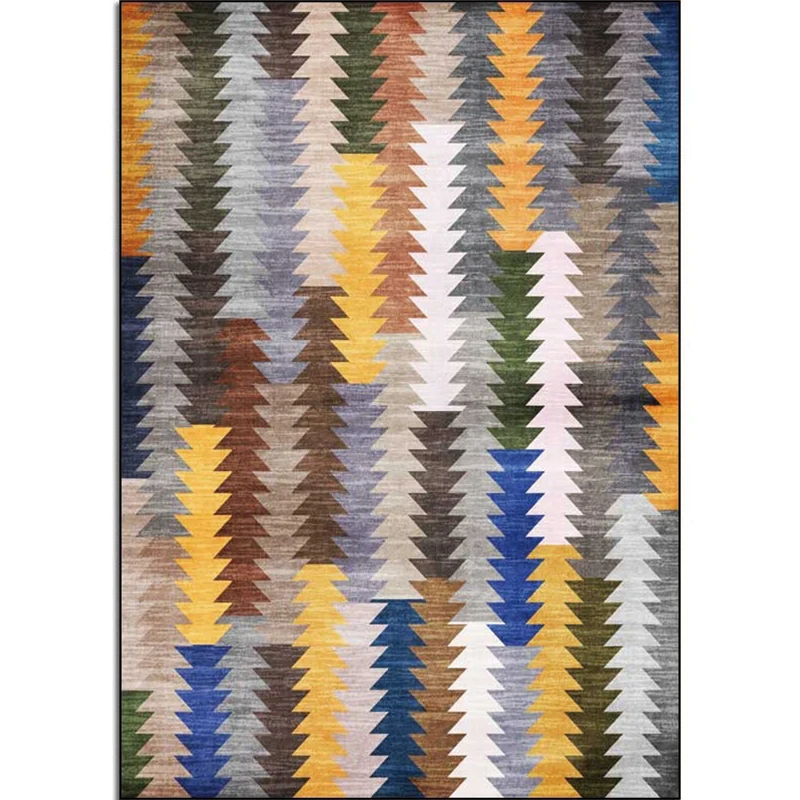 Neuartiger Colorblock-Teppich, mehrfarbiger Polyester-Teppich, maschinenwaschbarer, rutschfester Teppich für Schlafzimmer...