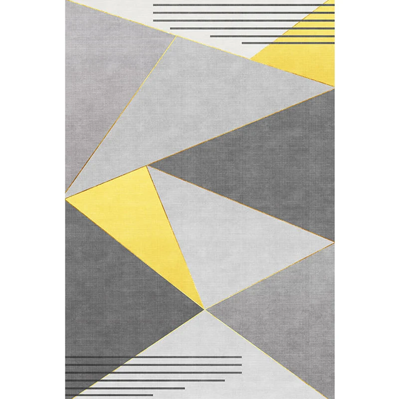 Neuartiger Teppich mit geometrischem Muster, gelb und grau, moderner Teppich, Polyester, waschbar, haustierfreundlich, rut...