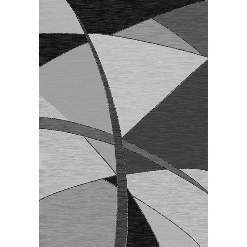 Neuartiger Teppich mit geometrischem Muster, grauer und schwarzer Polyester-Teppich, waschbarer, haustierfreundlicher, rut...