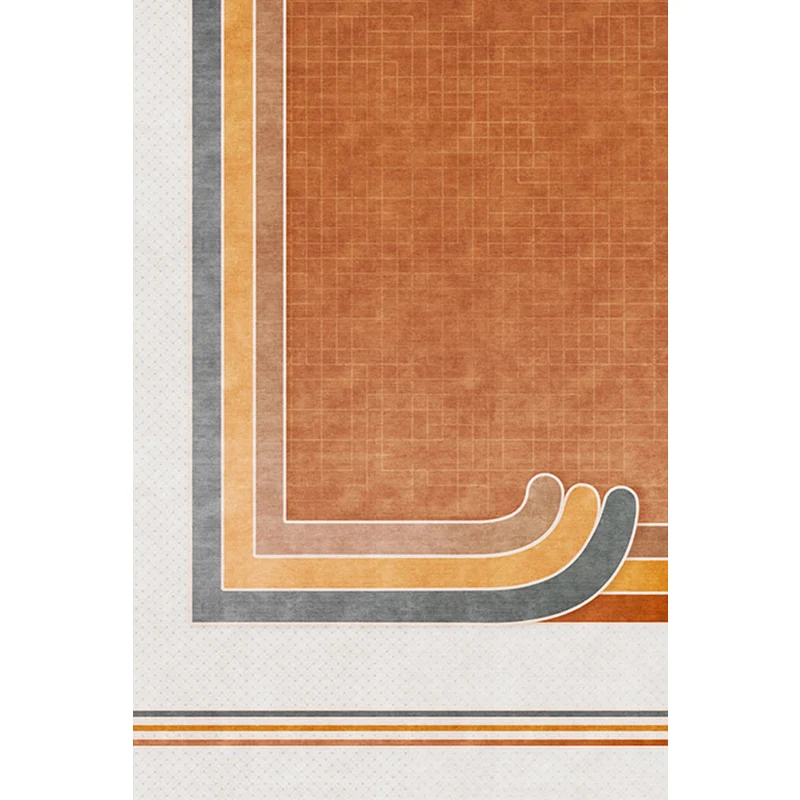 Neuartiger Teppich mit geometrischem Muster und kariertem orangefarbenem Polyester-Teppich, rutschfeste Unterseite, waschb...