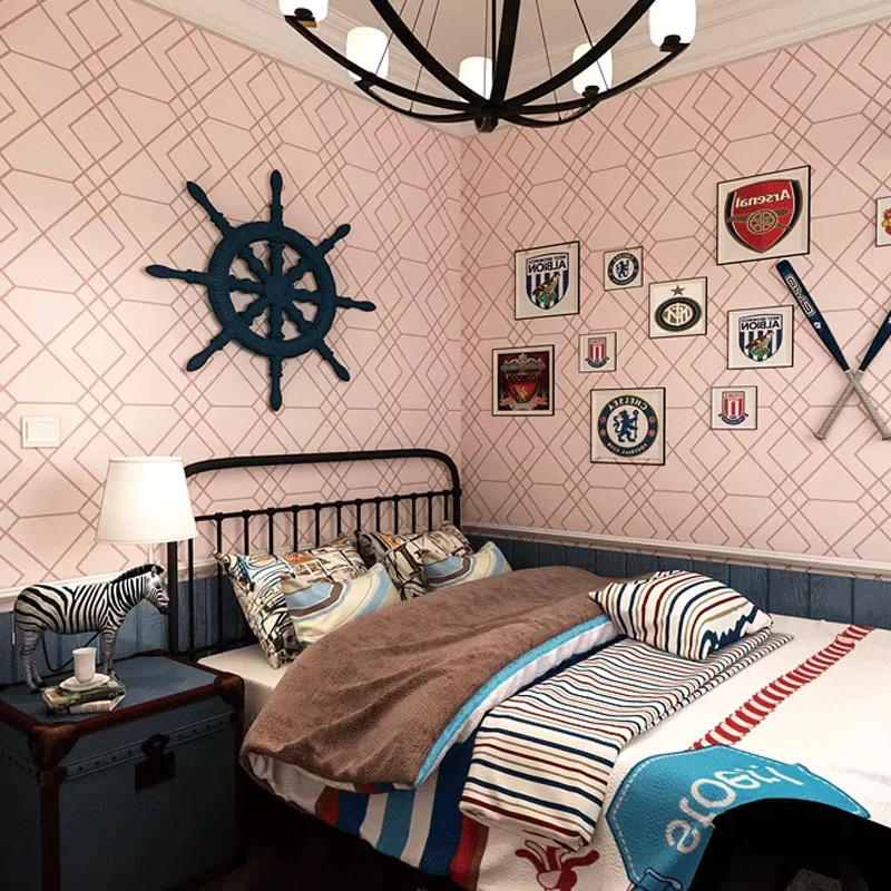 Nicht geklebte Tapete mit pastellfarbenem Raster und Geometrien, 20,5" B x 33'L Clearhalo