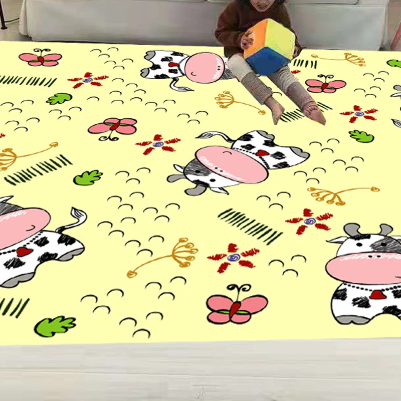 Niedlicher Teppich für Kinderzimmer, mehrfarbig, Cartoon-Druck, Synthetik, rutschfeste Rückseite, pflegeleichter Teppich C...