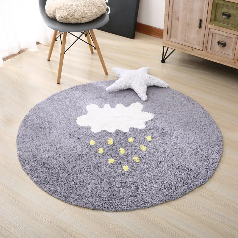Niedlicher Teppich für Kinderzimmer, mehrfarbig, Cartoon-Teppich, Baumwolle, rutschfeste Unterseite, waschbarer Teppich Cl...