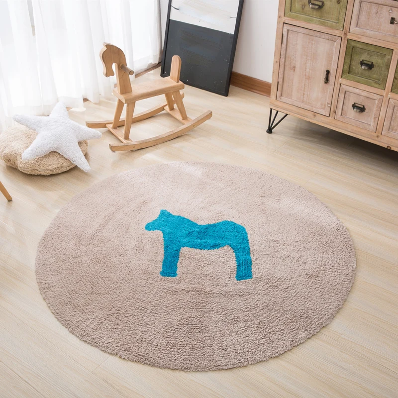Niedlicher Teppich für Kinderzimmer, mehrfarbig, Cartoon-Teppich, Baumwolle, rutschfeste Unterseite, waschbarer Teppich Cl...