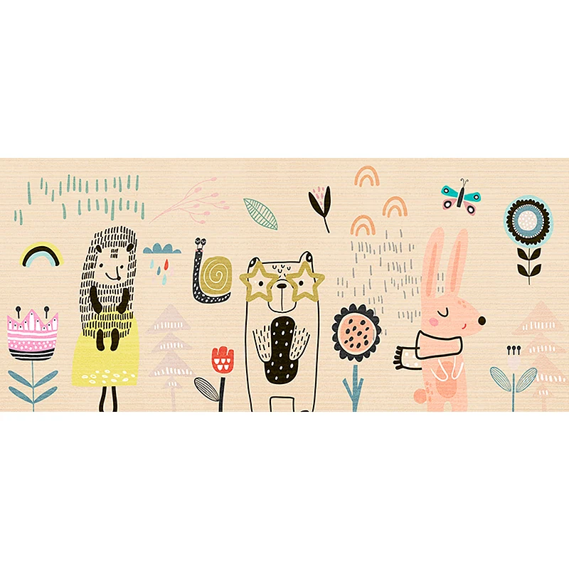 Niedlicher Teppich mit Cartoon-Muster, Aprikose, Kinderteppich, Polyester, waschbar, rutschfest, für das Kinderzimmer Clea...
