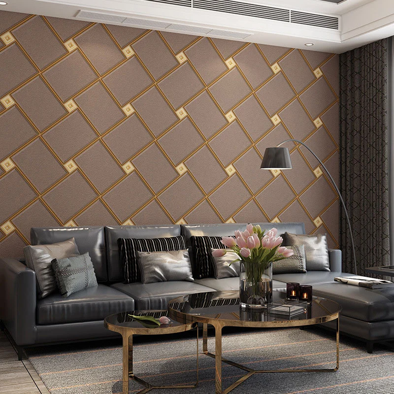 Nordic Geometries Flock-Wandkunst natürlicher Coffee-Shop-Tapete, 33' x 20,5", nicht geklebt Clearhalo
