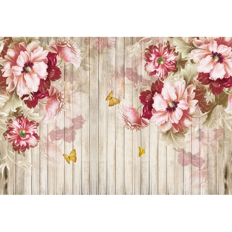 Nordische Blüten-Wandverkleidung für Akzentwand, personalisiertes Wandbild Pastellrosa Clearhalo