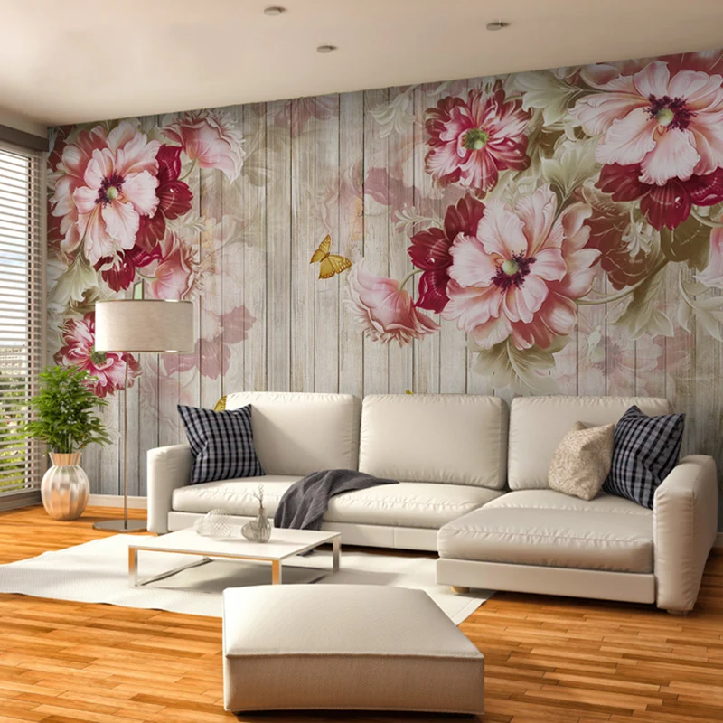 Nordische Blüten-Wandverkleidung für Akzentwand, personalisiertes Wandbild Pastellrosa Clearhalo