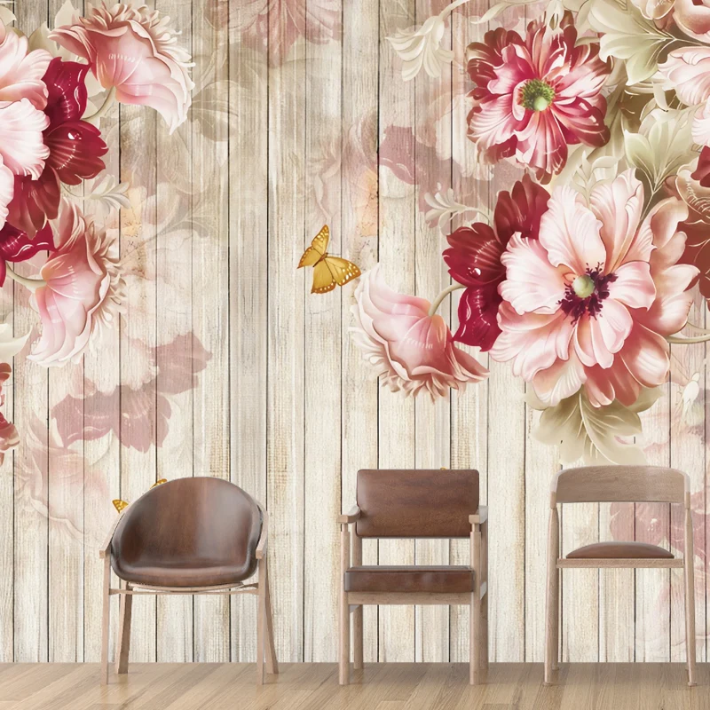 Nordische Blüten-Wandverkleidung für Akzentwand, personalisiertes Wandbild Pastellrosa Clearhalo
