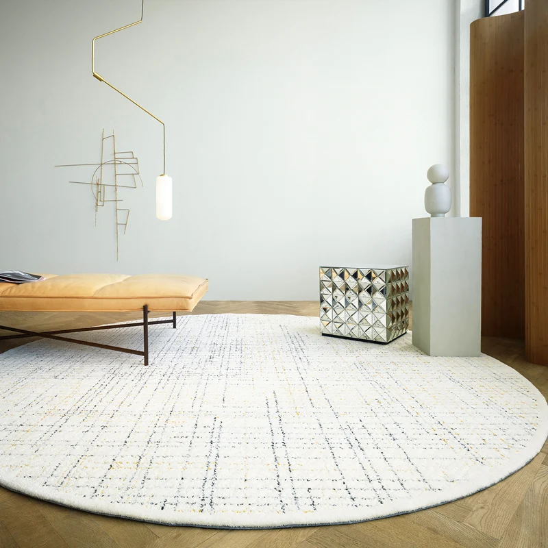 Nordischer Deko-Teppich, beige, kariert, bedruckt, Innenteppich, Polyester, rutschfeste Rückseite, pflegeleichter Teppich...