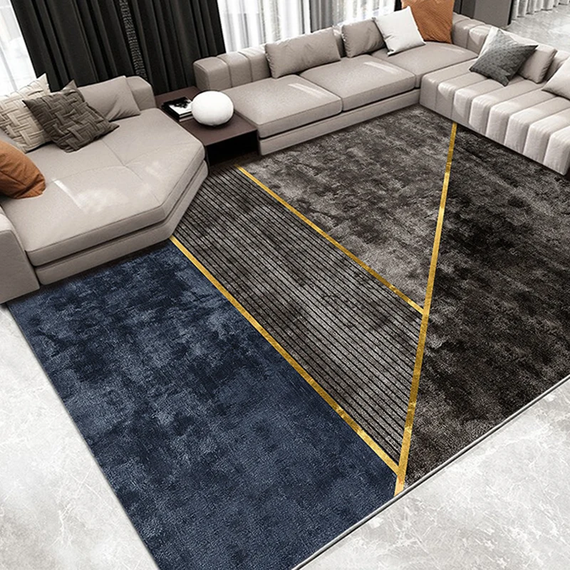 Nordischer Wohnzimmerteppich, mehrfarbiger geometrischer Druck, Innenteppich, Polyester, haustierfreundlich, schmutzabweis...
