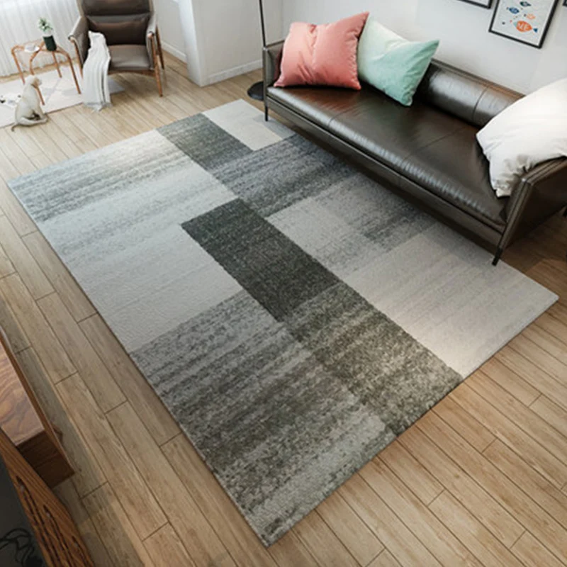 Nordischer Wohnzimmerteppich, mehrfarbiger Teppich mit geometrischem Druck, synthetischer, haustierfreundlicher, pflegelei...