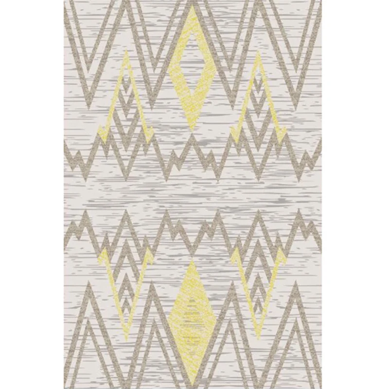 Nordischer Wohnzimmerteppich, mehrfarbiger Teppich mit geometrischem Druck, synthetischer, haustierfreundlicher, pflegelei...