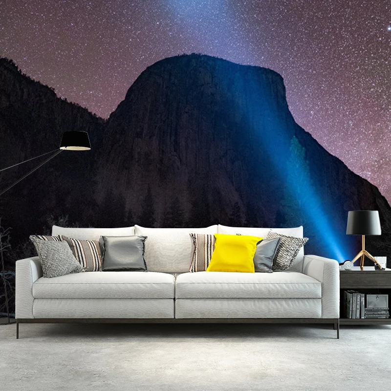 Nordisches Berg- und Himmelswandbild Blau und Lila, dekorative Wandverkleidung für das Schlafzimmer, individuell bedruckt...