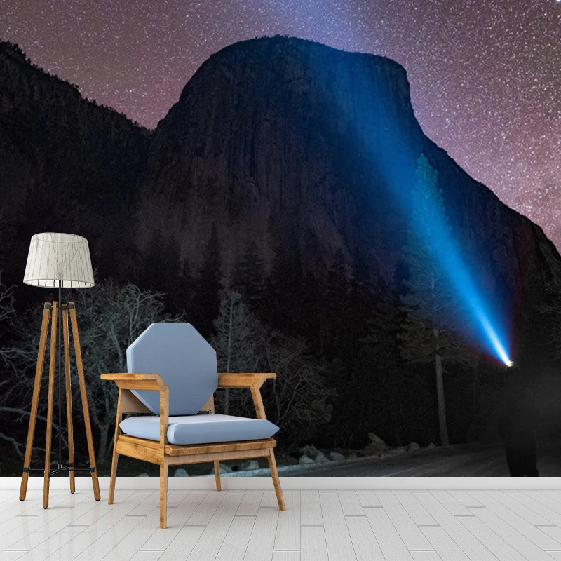 Nordisches Berg- und Himmelswandbild Blau und Lila, dekorative Wandverkleidung für das Schlafzimmer, individuell bedruckt...